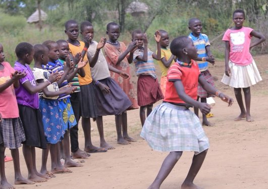 Children participating in a community activity